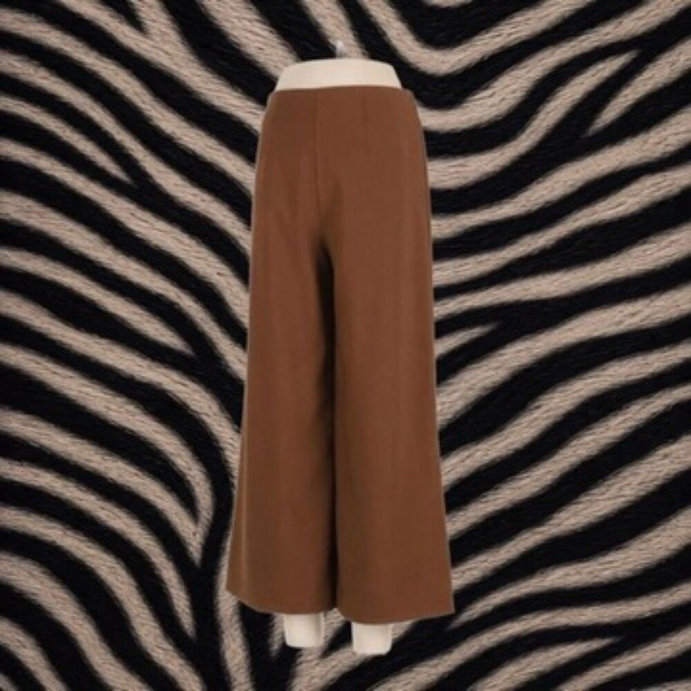 Joie Rust-Brown Wide-Leg Cropped Trousers - Picture 2 of 9